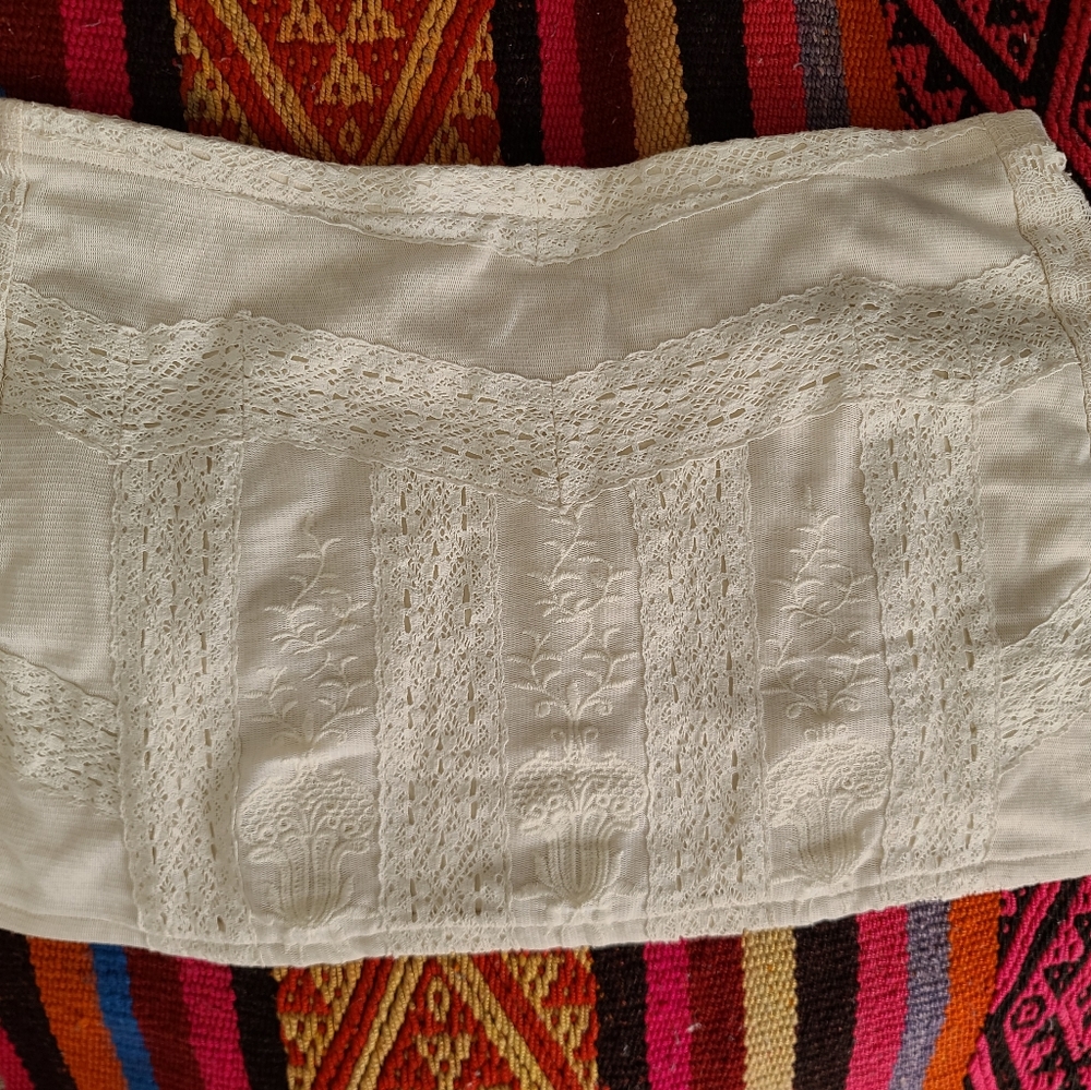 Free People Crochet Lace Chiffon Mini Skirt L